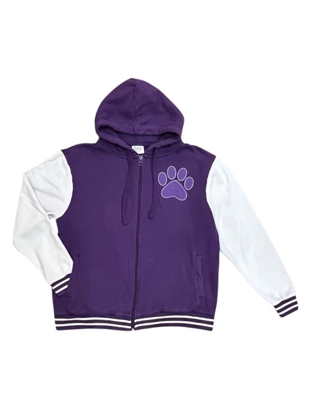 The Animal Rescue Site Purple Full Zip Paw Print Hoodie Sweatshirt Size Large